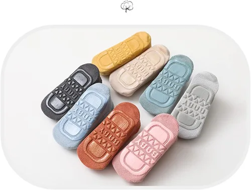 Vista 7 de Calcetines antideslizantes para bebé, 8 pares de calcetines antideslizantes para recién nacidos, con empuñaduras, calcetines de tobillo unisex