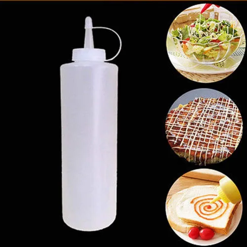 Vista 3 de EORTA Paquete de 3 botellas de plástico para condimentos con tapas de punta, botella grande de 32 onzas para salsa, ketchup mostaza, aceite