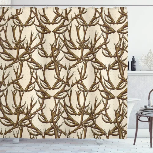 Vista 19 de Ambesonne Decor Collection, juego de cortina con ganchos para regadera
