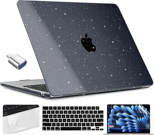 Vista 15 de TWOLSKOO Compatible con funda para MacBook Air M4 de 15 pulgadas versión 2025-2023 M4 A3241 M3 A3114 M2 A2941, carcasa rígida de plástico y Cristal
