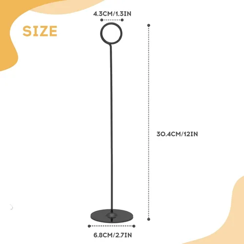 Vista 2 de Urban Deco 24PK Porta números de mesa y porta tarjetas de mesa de 12 pulgadas, porta tarjetas de acero para fotos, letreros de comida, notas