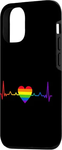 Vista 2 de iPhone 15 Rainbow Heartbeat LGBT Pride Month Gay Bi Trans Case