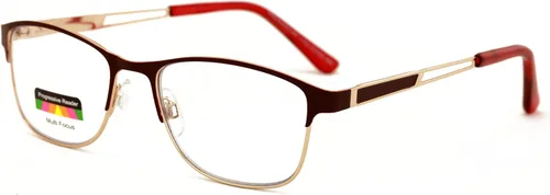 Vista 2 de Metal de las mujeres ninguna línea progresiva lente clara trifocal gafas de lectura con la capa antirreflectante Granate