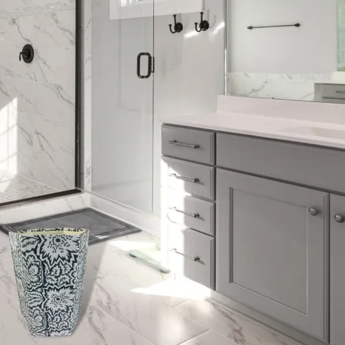 Vista 7 de Fern Trail Cesta de Basura de 3.3 Galones Pequeña Cesta de Basura Decorativa con Estampado en Bloque Sala de Estar, Dormitorio, Baño Ecológica