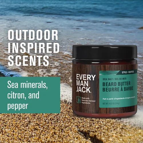 Vista 3 de Every Man Jack Crema para Barba - Sutil Fragancia de Sal Marina - Rejuvenece, Hidrata y Peina Barbas Secas e Indisciplinadas Mientras Alivia
