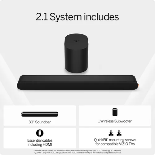 Vista 2 de Vizio SV210M-0808B-RB 2.1 Dolby Atmos DTS SoundBar - Certificado Reacondicionado