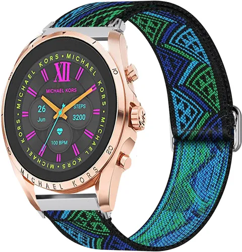 Vista 9 de Lamshaw - Correa elástica ajustable de nailon elástico compatible con Michael Kors Gen 6, Bradshaw Smartwatch/MK Gen 6 Bradshaw 2021