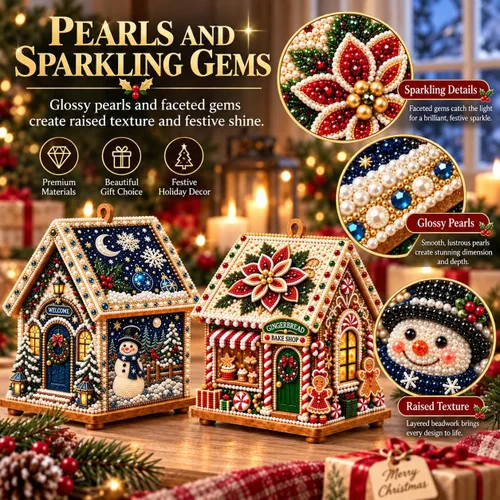 Vista 4 de Wakczshy 3D Christmas House Diamond Painting Art Kit for Adults，#1