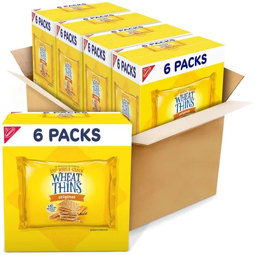 Vista 26 de Wheat Thins Galletas con un toque de sal, bajas en sodio, galletas integrales de trigo, paquetes a granel, 6 cajas de 8.5 onzas cada una Galletas
