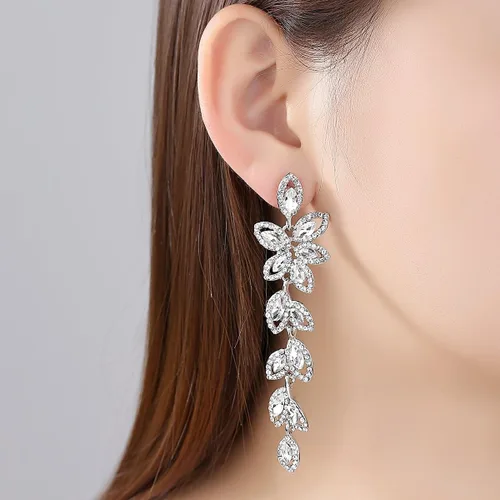 Vista 2 de Mecresh - Juego de aretes y pulsera en forma de lágrima plateadodoradochampán para mujer