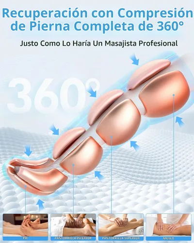 Vista 8 de YINGGG Masajeador de piernas con aire y compresión: Botas profesionales de compresión completa con 9 intensidades ajustables, masajeador de piernas