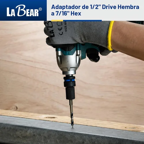 Vista 8 de LABEAR Adaptador de impacto de liberación rápida hexagonal de 1/2 pulgada hembra a 7/16 pulgadas, acero Cr-Mo