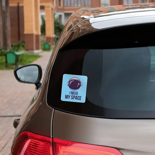 Vista 2 de Calcomanía de vinilo con texto en inglés "I Need My Space Astronaut Helmet Car Bumper