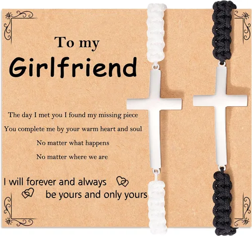 Vista 6 de Tarsus Pulseras cruzadas a juego para parejas, novio, marido, novia, esposa, hombres, mujeres, adultos, Pascua, Navidad, día de San Valentín