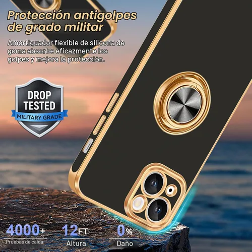 Vista 3 de Fingic Funda para iPhone 14 [con soporte de anillo de 360°] [Soporte magnético para automóvil] Funda de teléfono con soporte para teléfono