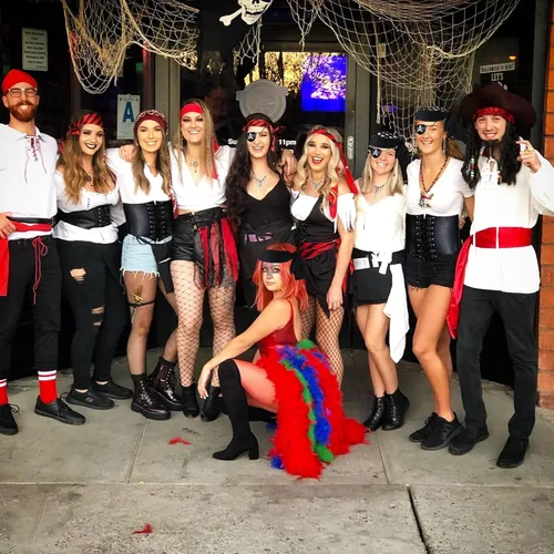 Vista 6 de JeVenis Disfraz de pirata para mujer, disfraz de pirata para adultos, disfraz de fiesta de pirata, festival de música, disfraz de Halloween, vestido