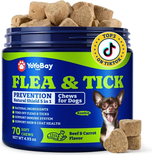 Vista 11 de Prevención de pulgas y garrapatas para perros masticables, píldoras orales para pulgas, suplemento para perros