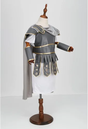 Vista 3 de LMYOVE Disfraz de guerrero para niños Halloween para niños soldado romano gladiador vikingo medieval fiesta de juego de rol 4-11 años