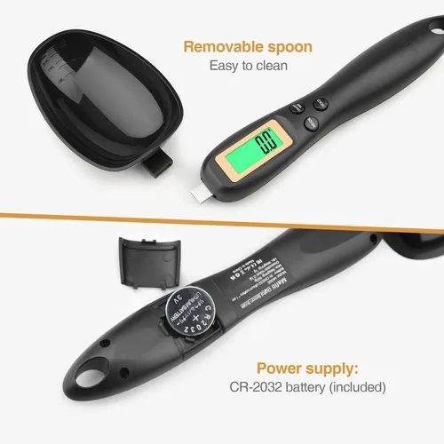 Vista 5 de Mafiti - Cuchara de medición digital, cuchara de medición electrónica ajustable de 500 g / 0,1 g de alta precisión para gadgets de cocina, comidas