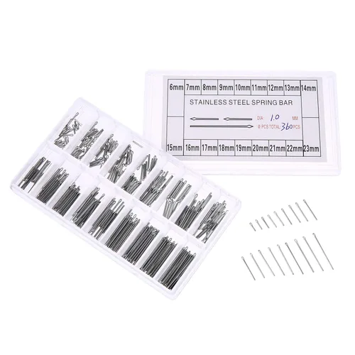 Vista 2 de Hicello 360 piezas de correa de reloj de 0.236-0.906 in surtido de pasadores de chaveta, pin de pulsera de reloj de acero inoxidable para kit
