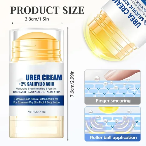 Vista 4 de Crema hidratante y antiagrietamiento para pies, 60% urea más 2% ácido salicílico, crema hidratante y antiagrietamiento para pies secos agrietados