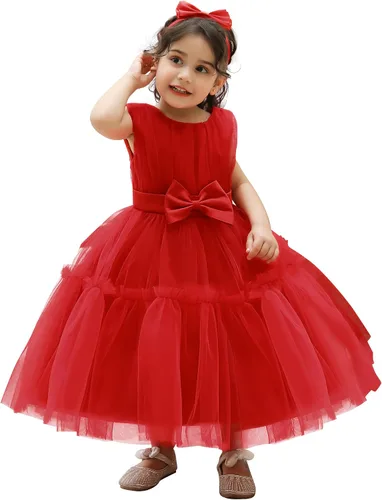 Vista 7 de 3M-9T Vestido de flores para bebé y niña, bordado, para concursos, fiestas y bodas, de encaje, de TUIJI Verde