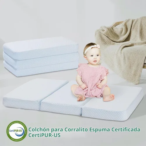Vista 7 de Colchón de triple pliegue para jugar, 38 x 26 pulgadas, espuma viscoelástica transpirable de doble capa