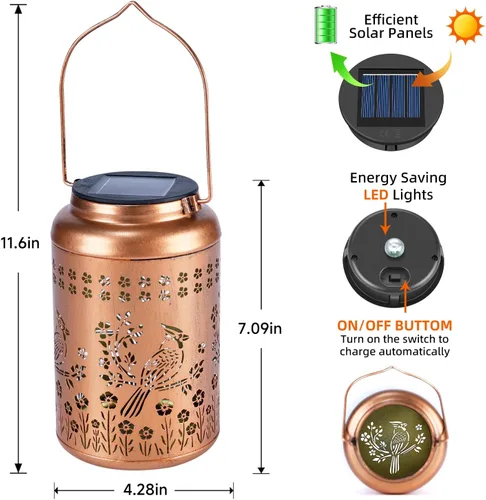 Vista 5 de Regalos para el Día del Padre, faroles solares para exteriores, impermeables, decoración de jardín, regalos de cumpleaños para mujeres, hombres
