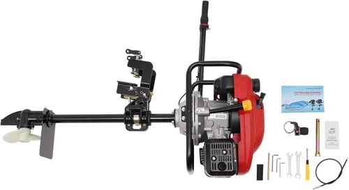 Vista 7 de Motor fuera de borda de 4 tiempos, motor fuera de borda profesional de 3.5 KW 200 CC, motor de lancha de pesca inflable resistente, con sistema CDI