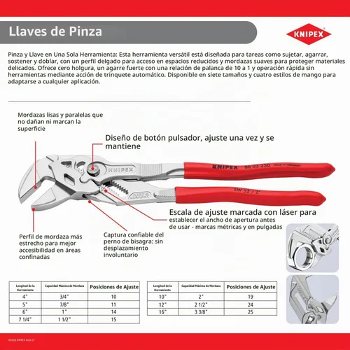 Vista 4 de KNIPEX Herramientas - Llave de alicates, acabado negro (8601180), 7 1/4 pulgadas