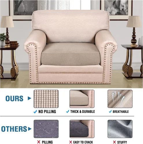 Vista 193 de H.VERSAILTEX Fundas de Cojín de Asiento Individuales Super Elásticas Fundas de Sofá Fundas de Cojín de Sofá Fundas Deslizables Juegos Tela de Sarga