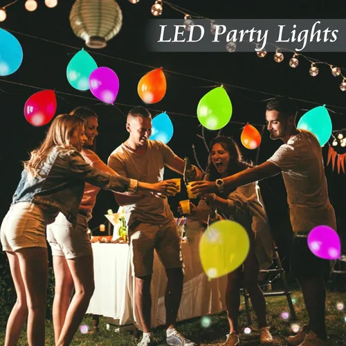 Vista 6 de 50 luces de globo, mini luces LED, redondas, largas esperas, lámpara de bola para linterna de papel, fiesta de cumpleaños, Navidad, Halloween, Azul
