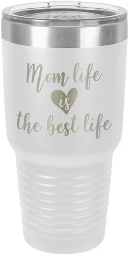 Vista 17 de Vaso grabado con texto en inglés "MOM LIFE IS THE BEST LIFE Engraved 30oz" grabado con láser en polvo de acero con revestimiento de polvo taza