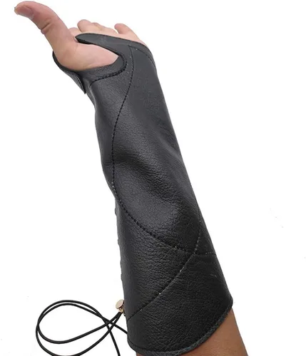Vista 8 de PU cuero tiro con arco protector de brazo protector de mano de arco largo caza tiro