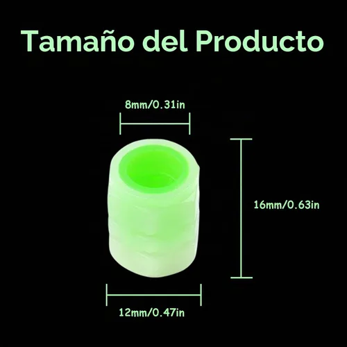 Vista 4 de 20 PIEZAS Tapas Fluorescentes para Vástago de Válvula de Neumático - Cubiertas Luminosas para Neumáticos de Vehículos Universales - Accesorios