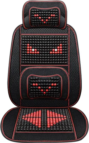 Vista 11 de Funda de asiento de automóvil con cuentas de madera con soporte lumbar, juego de cojín de malla ventilada transpirable para automóviles, furgonetas
