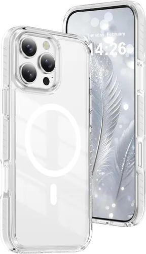 Vista 22 de LEMAXELERS Funda magnética transparente para iPhone 18 Pro Max, color negro