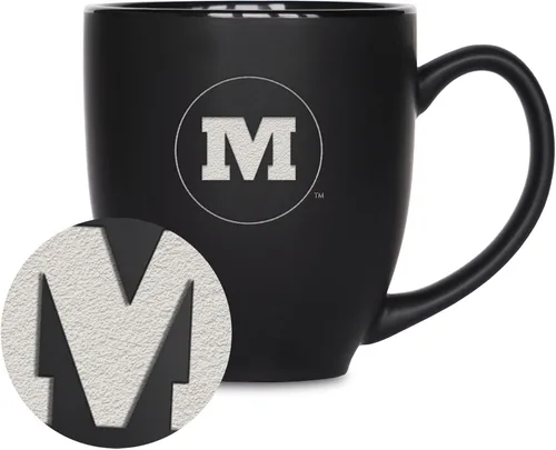 Vista 188 de Rico Industries - Taza de cerámica mate negra con grabado láser estándar de 15oz para NCAA (escuelas T & U) - Para bebidas calientes o frías