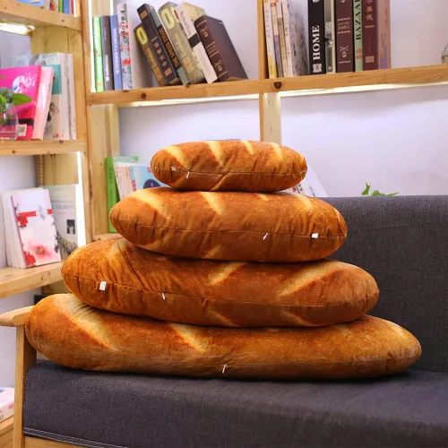 Vista 6 de Almohada con forma de pan de simulación 3D, cojín de peluche suave de mantequilla para decoración del hogar, 23.6 pulgadas