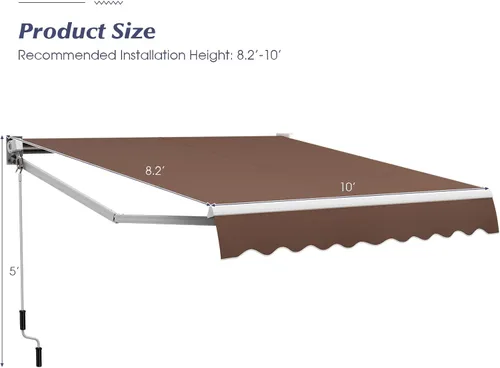Vista 25 de Giantex Toldo retráctil para patio – Refugio solar de 8 x 6.6 pies con manivela manual fácil, estructura metálica de alta resistencia, toldo Beige