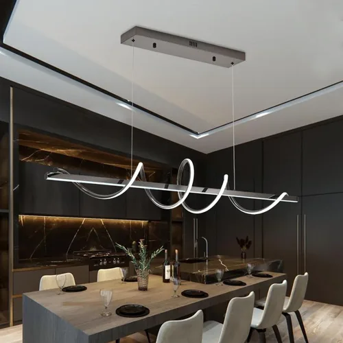 Vista 14 de Lámpara LED de 47.24 pulgadas regulable moderna lámpara colgante 3000K-6500K brillo de color ajustable con control remoto Blanco
