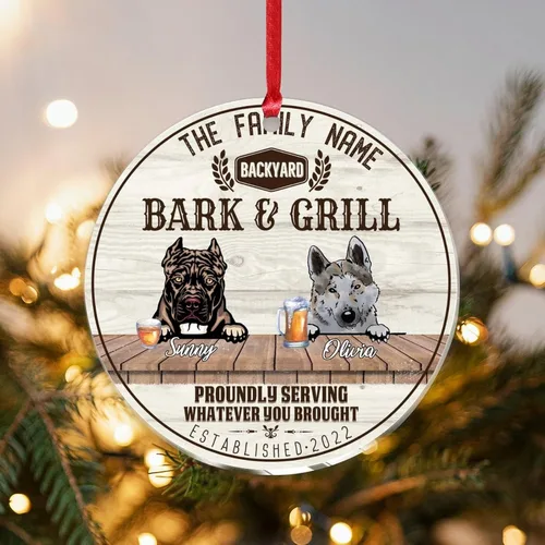 Vista 13 de SILYHEART Presa Canario & Welsh Hound Christmas Acrylic Ornaments Pet Dog Ceramic Christmas Keepsake Family Dog Name Funny Craft Hanging Ornaments