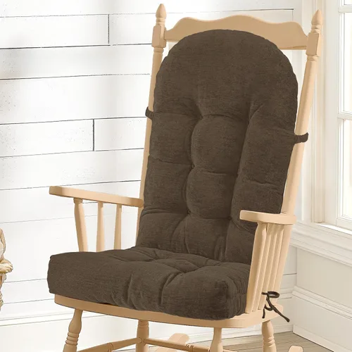 Vista 13 de Cojín para Silla Mecedora - Tela de Chenilla, Esponja de Alta Densidad, Almohadillas de Asiento Copetudas Antideslizantes y Duraderas con Lazos