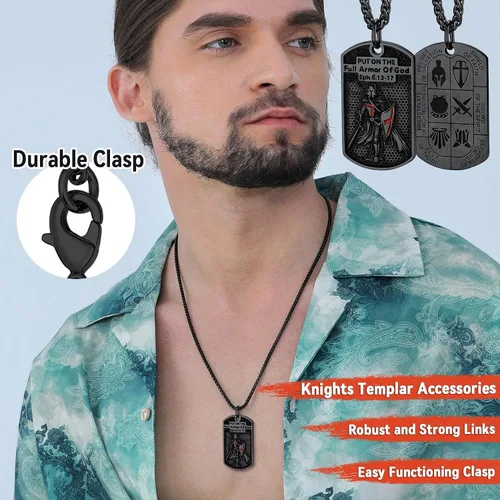 Vista 2 de FaithHeart Collar de sello de caballeros templarios, joyería de Cristo compañeros soldados para hombres y mujeres con delicado embalaje de regalo