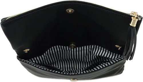 Vista 5 de Solene Bolsas de mano de sobre para mujer, billetera cruzada con borlas y correa de cadena, elegante bolso de noche