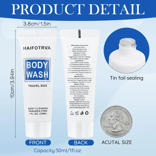 Vista 4 de Gel de baño de tamaño de viaje, paquete de 10 unidades, envueltos individualmente, suministros de gel de ducha portátil de 1.0 fl oz/1 fl oz