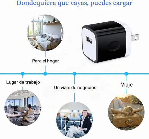 Vista 7 de Cargador de pared tipo C 5V/1A Bloque de carga Cargador de pared Enchufe Cubo Cable USB C
