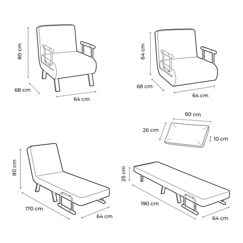 Vista 13 de Sofá Cama Convertible Individual 4 en 1 Softfa InnovaGoods