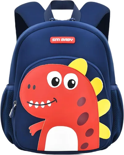 Vista 8 de Bansusu Mochila infantil antipérdida de dinosaurio para niños preescolares con correa de seguridad, mochila pequeña ligera para niños, bolsa