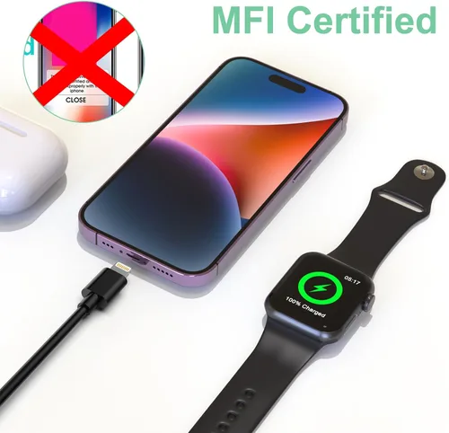 Vista 5 de Cargador de viaje 6 en 1 USB A+USB C SmartWatch, cable de carga universal múltiple Lightning*2+adaptador de cable tipo C Combo para iWatch Series